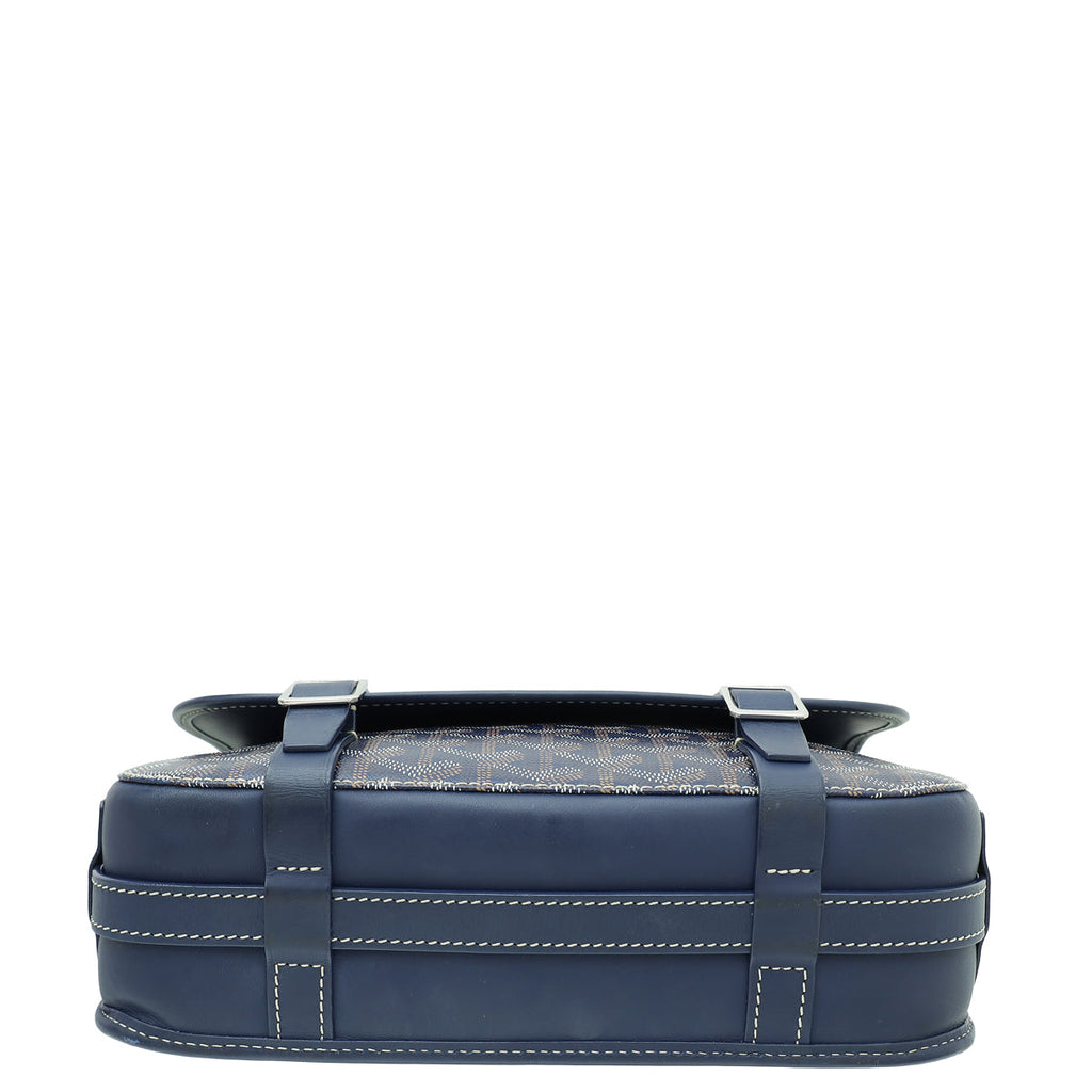 Goyard Navy Blue Goyardine Belvedere MM Messenger Bag