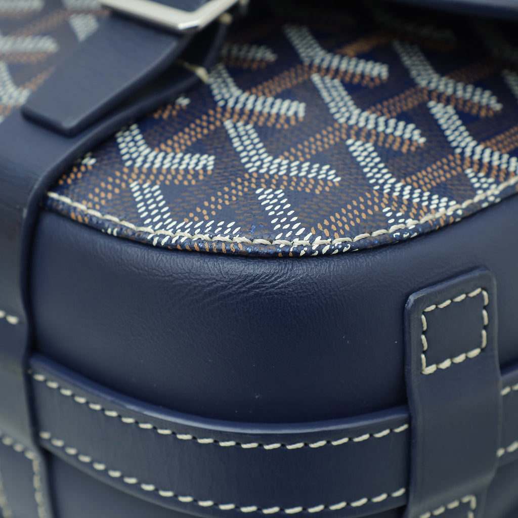 Goyard Navy Blue Goyardine Belvedere MM Messenger Bag