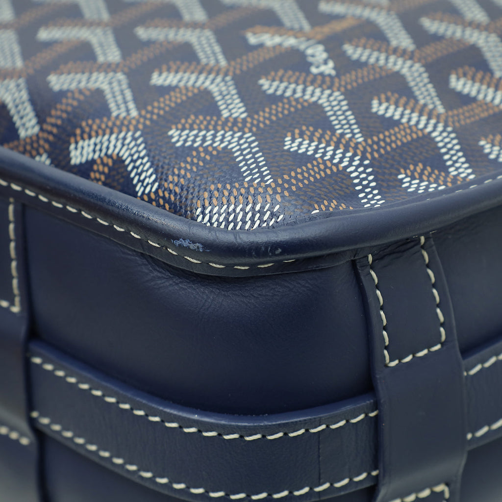 Goyard Navy Blue Goyardine Belvedere MM Messenger Bag