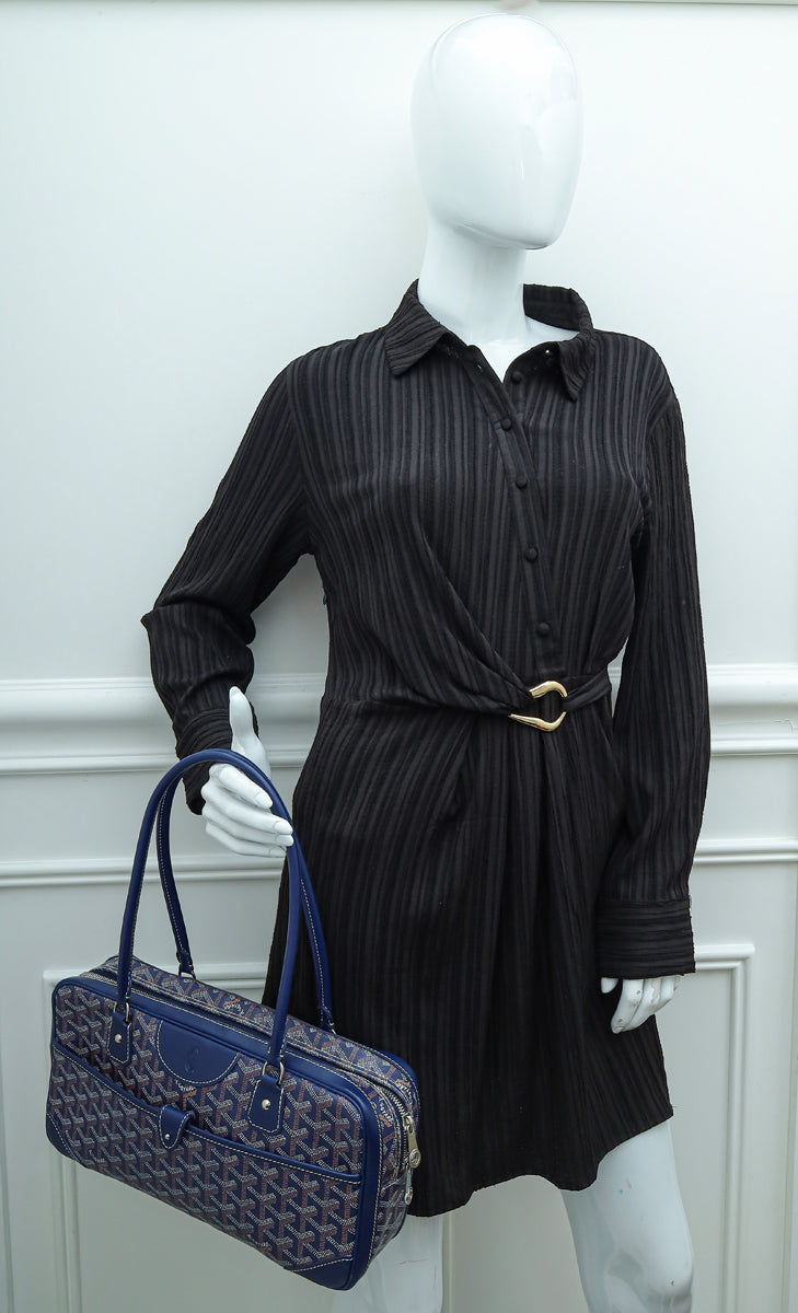Goyard Navy Blue Goyardine Saint Martin Bag