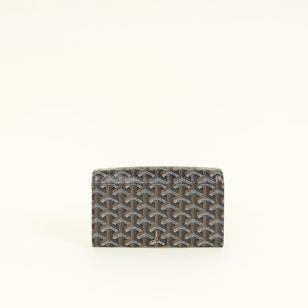 Goyard Black Goyardine Continental Wallet W/ Strap