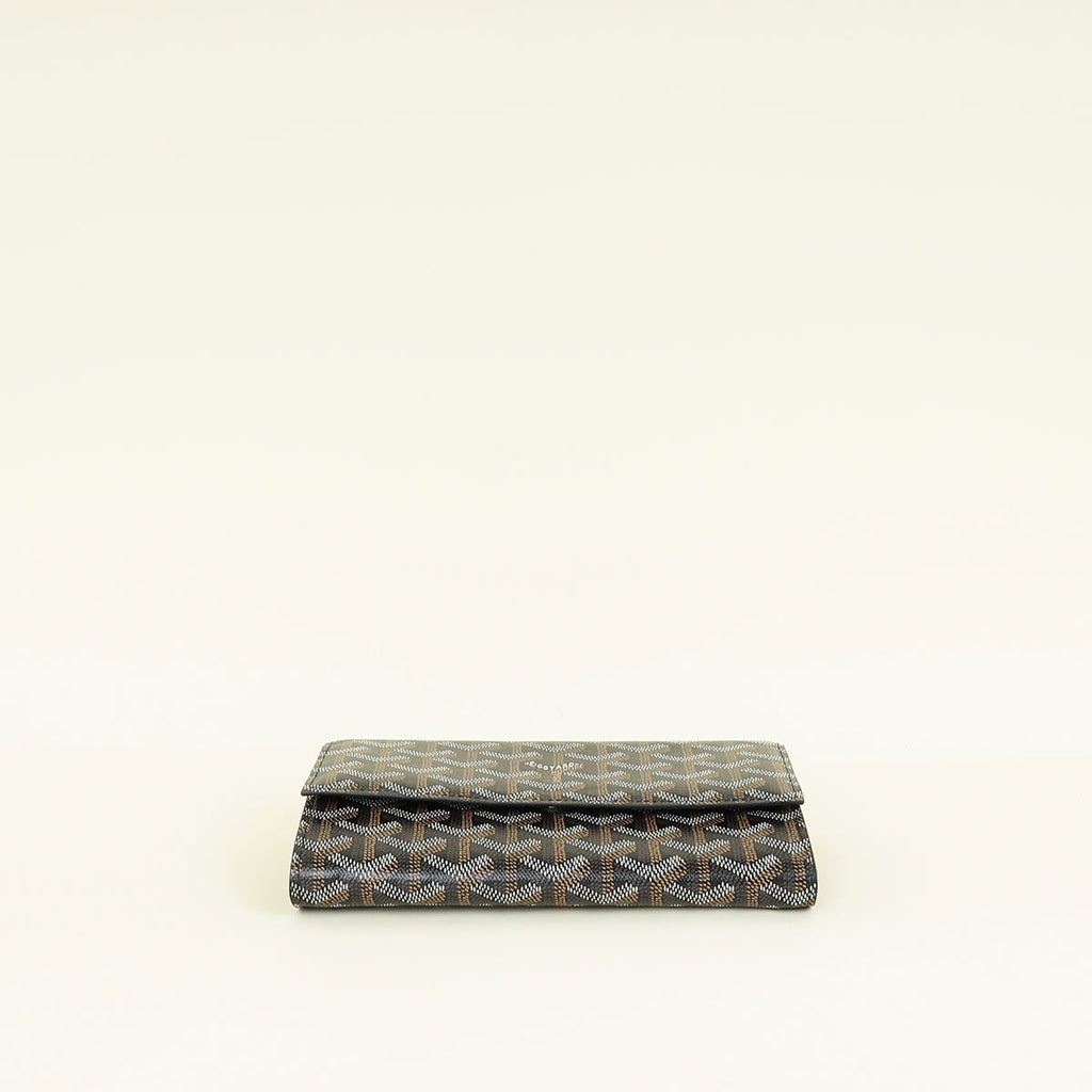 Goyard Black Goyardine Continental Wallet W/ Strap