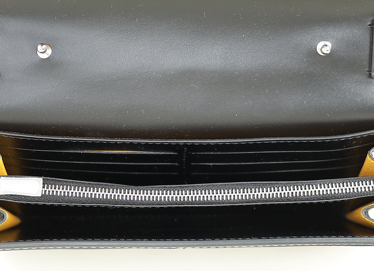 Goyard Black Goyardine Continental Wallet W/ Strap