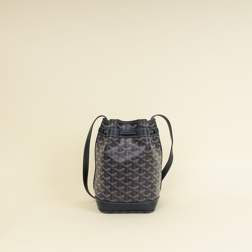 Goyard Navy Blue Goyardine Petit Flot Bucket Bag