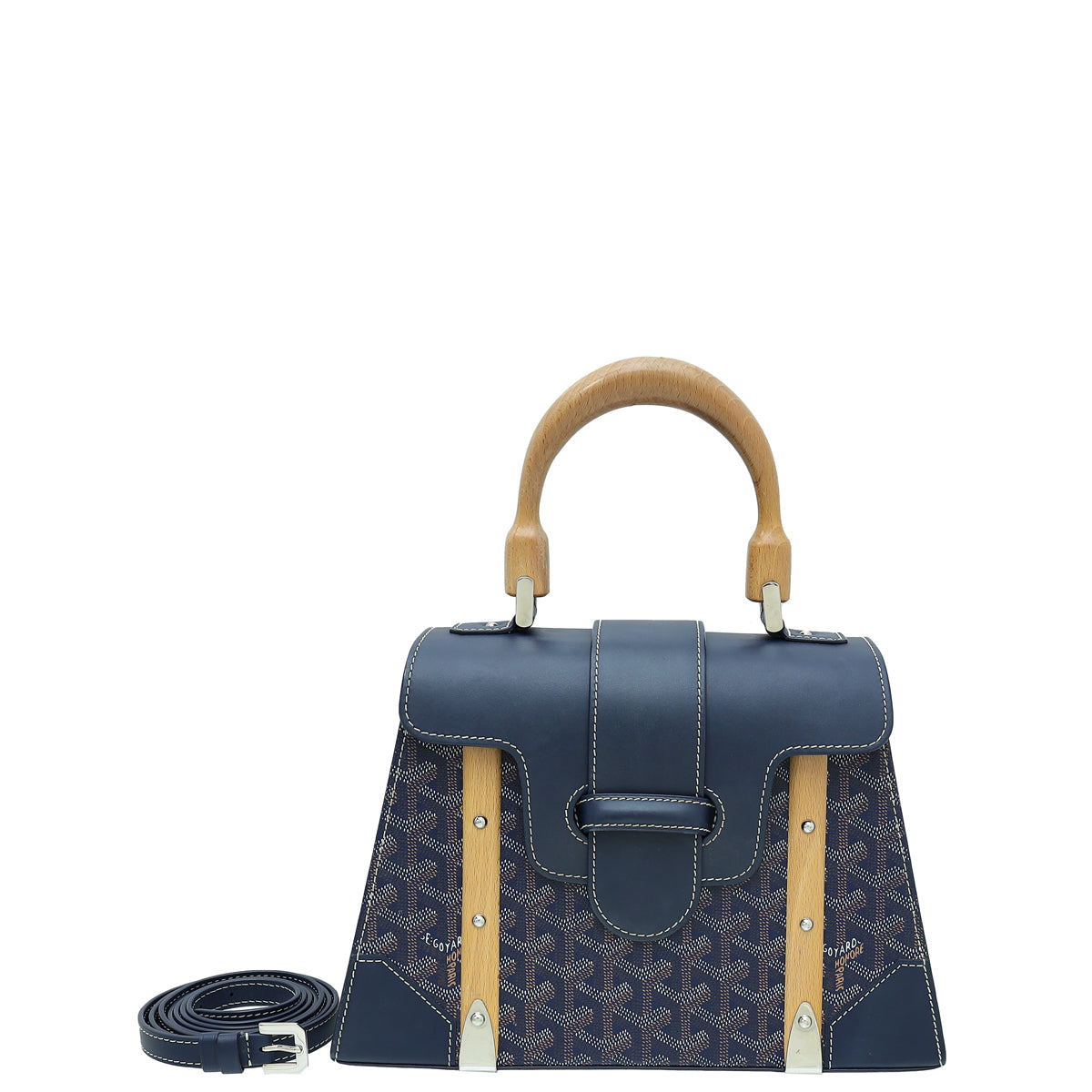 Goyard Navy Blue Goyardine Saigon Bandouliere PM Bag