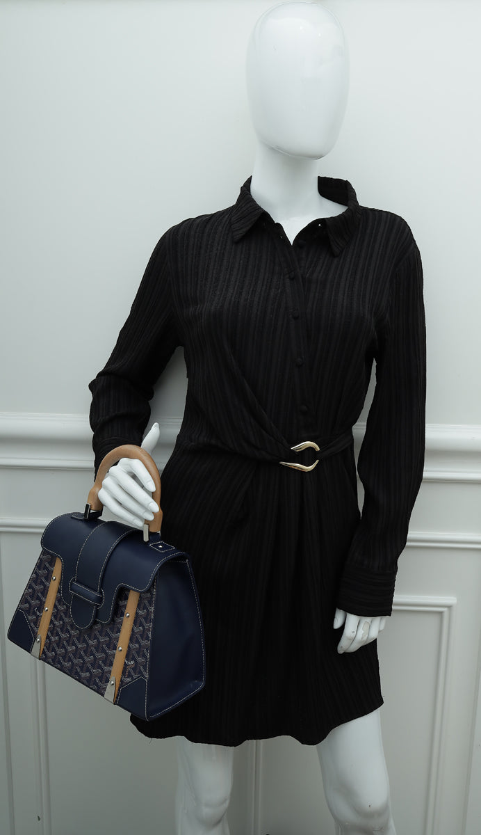 Goyard Navy Blue Goyardine Saigon Bandouliere PM Bag