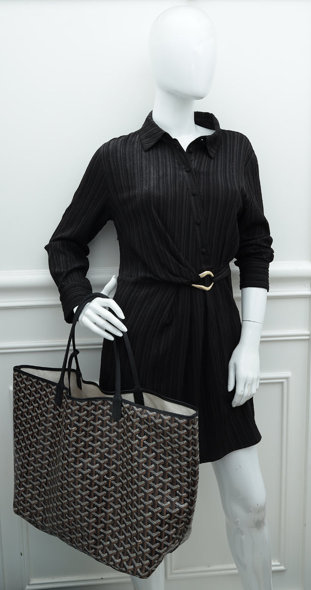 Goyard Black Goyardine Saint Louis GM Tote Bag