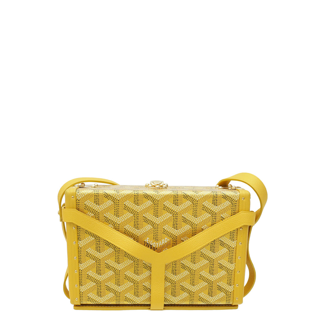 Goyard Metallic Yellow Gold Goyardine Minaudiere Trunk Bag
