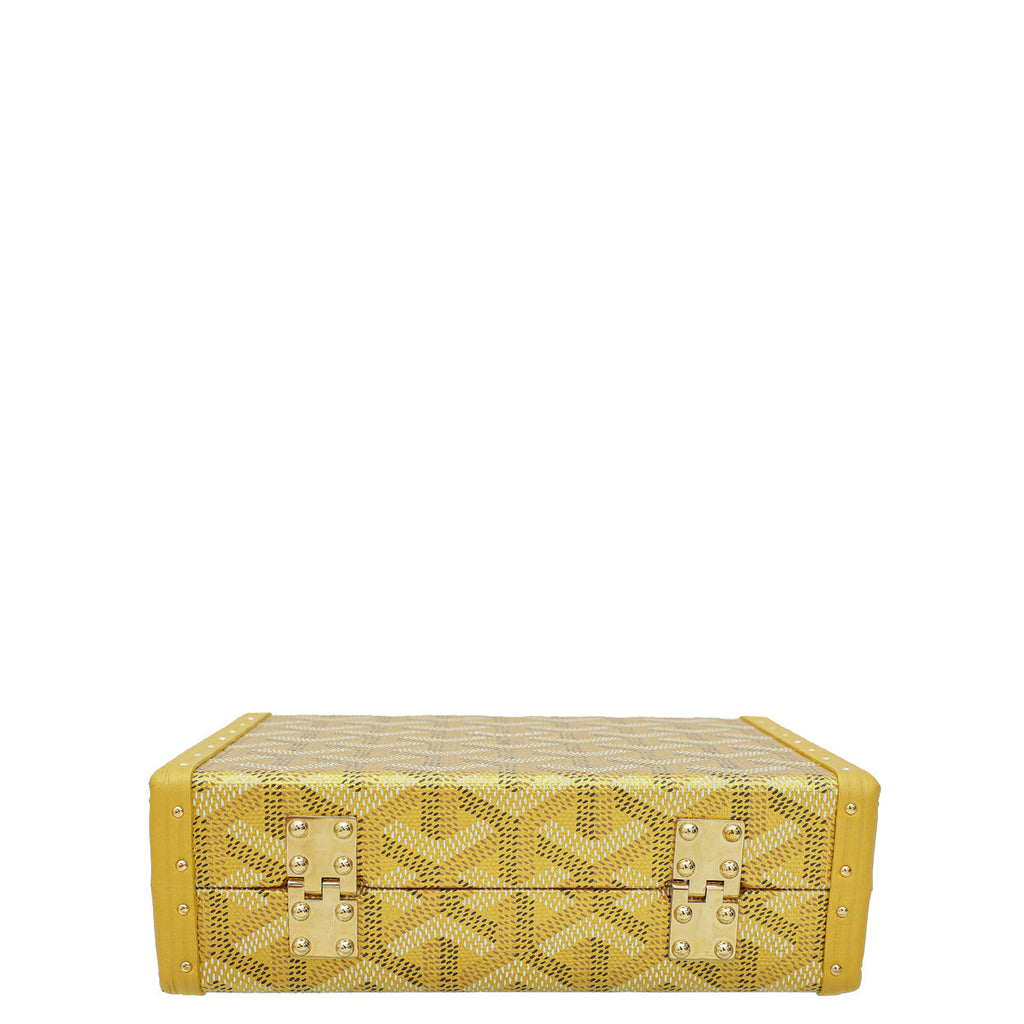 Goyard Metallic Yellow Gold Goyardine Minaudiere Trunk Bag