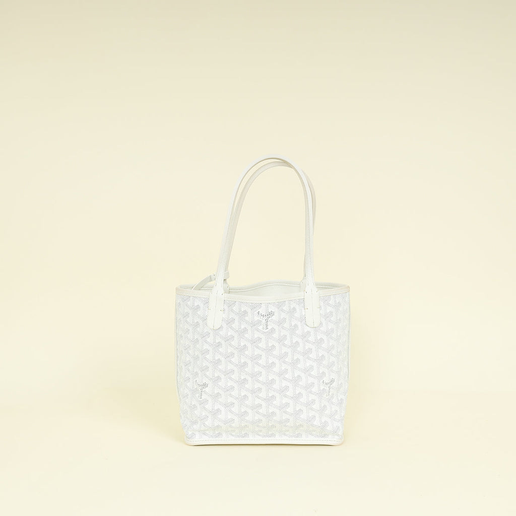 Goyard White Goyardine Mini Anjou Reversible Bag