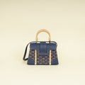 Goyard Navy Blue Goyardine Saigon Structure Mini Bag