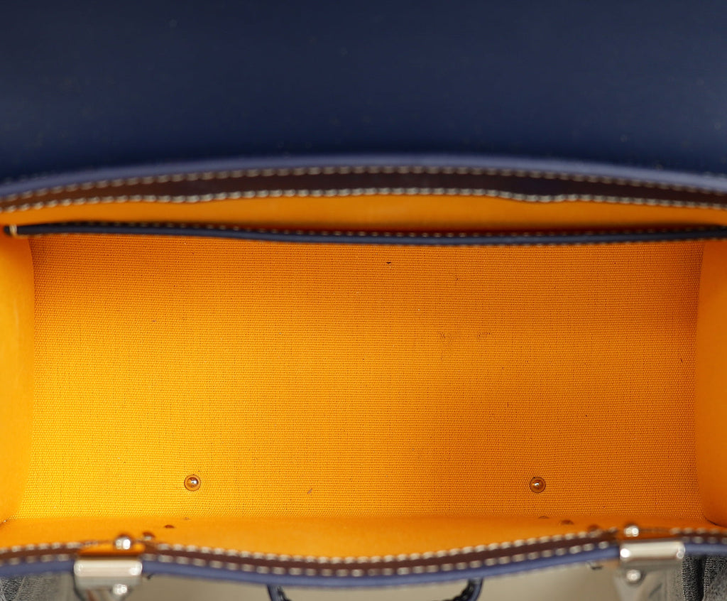 Goyard Navy Blue Goyardine Saigon Structure Mini Bag