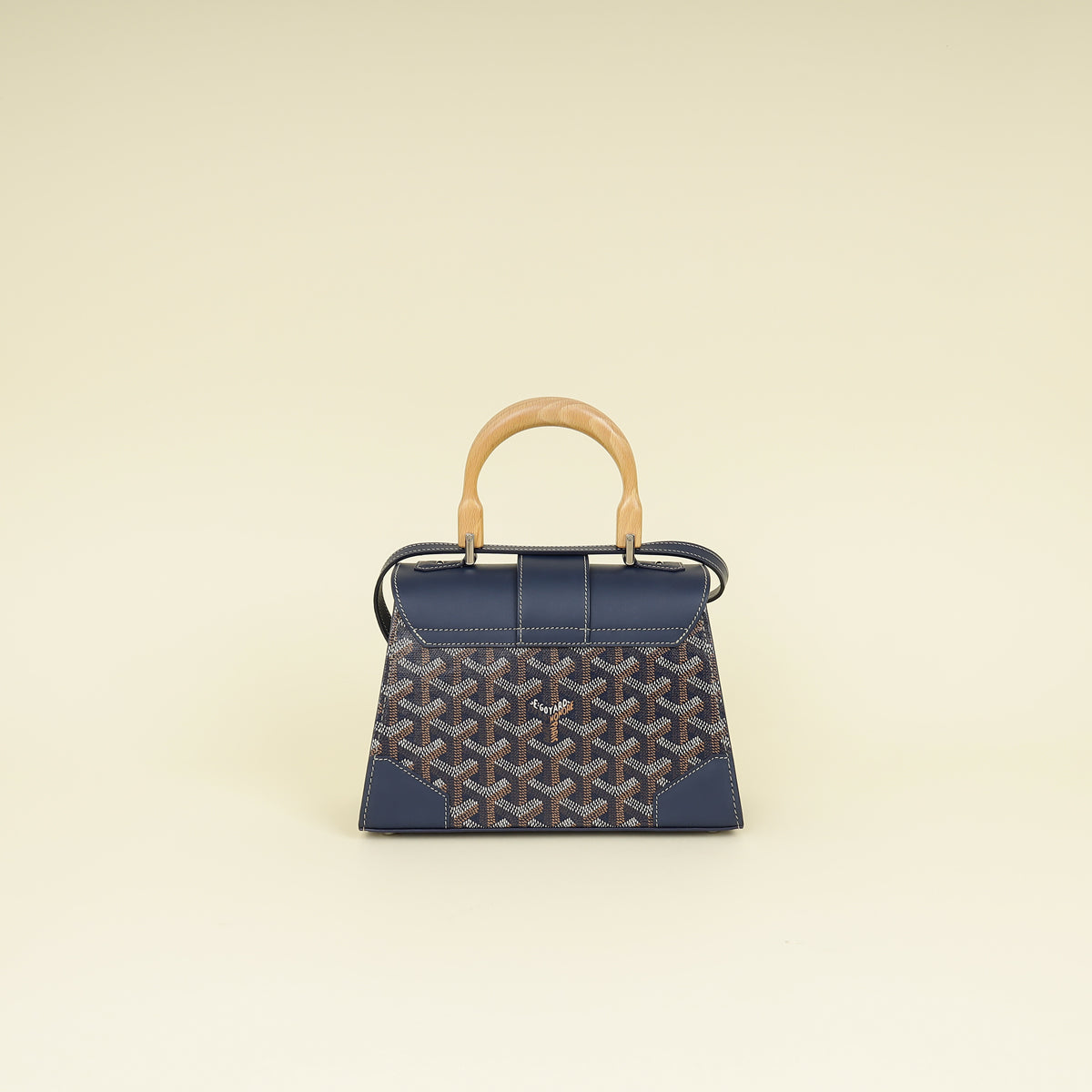 Goyard Navy Blue Goyardine Saigon Structure Mini Bag