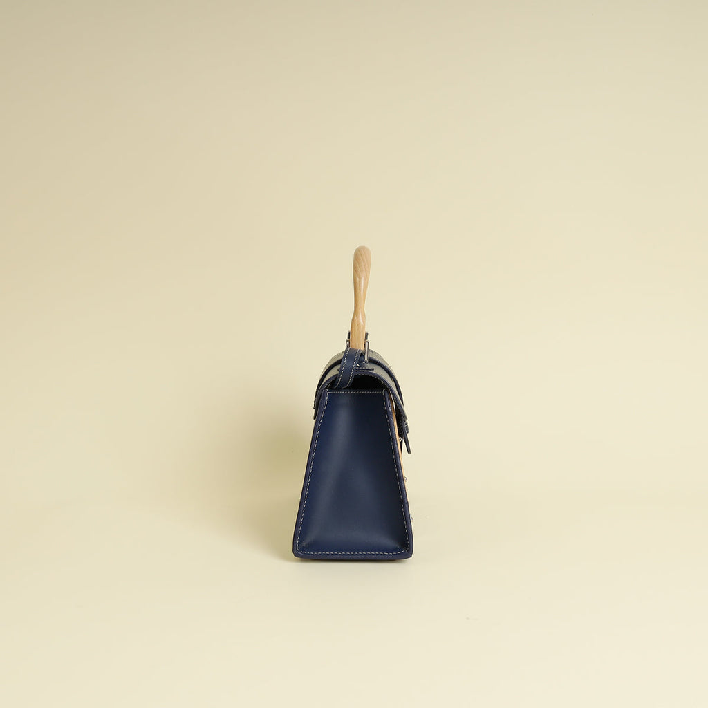 Goyard Navy Blue Goyardine Saigon Structure Mini Bag