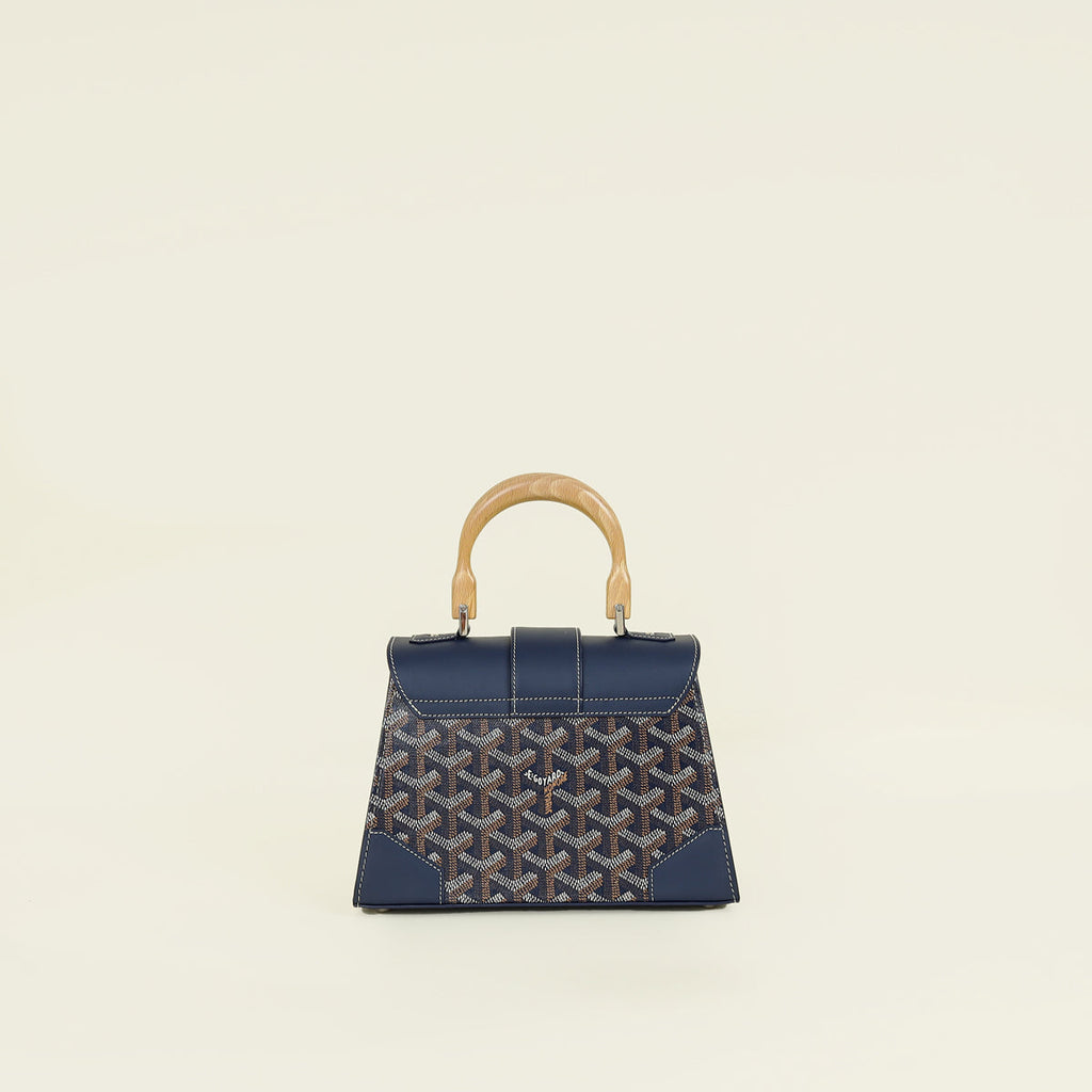 Goyard Navy Blue Goyardine Saigon Structure Mini Bag