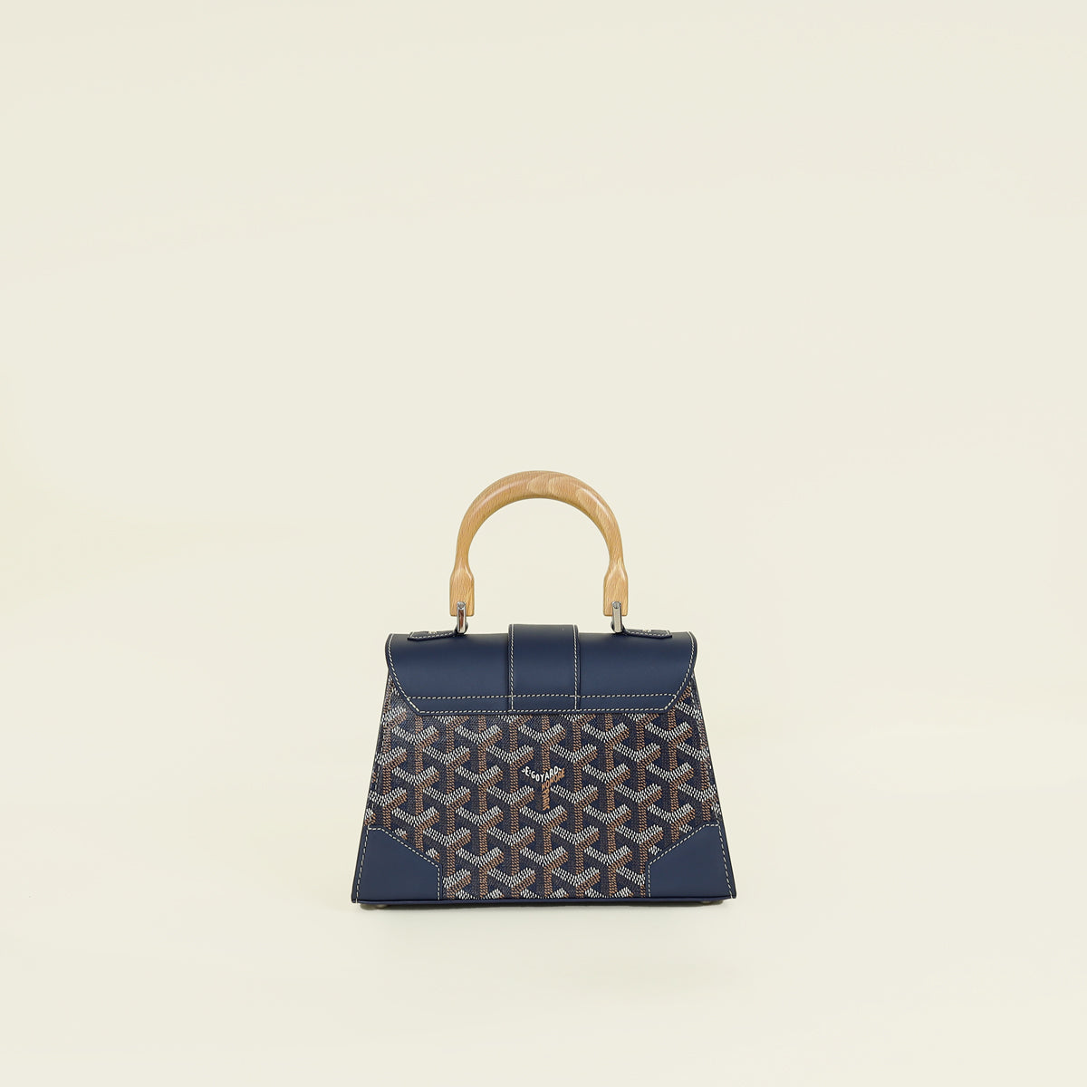 Goyard Navy Blue Goyardine Saigon Structure Mini Bag