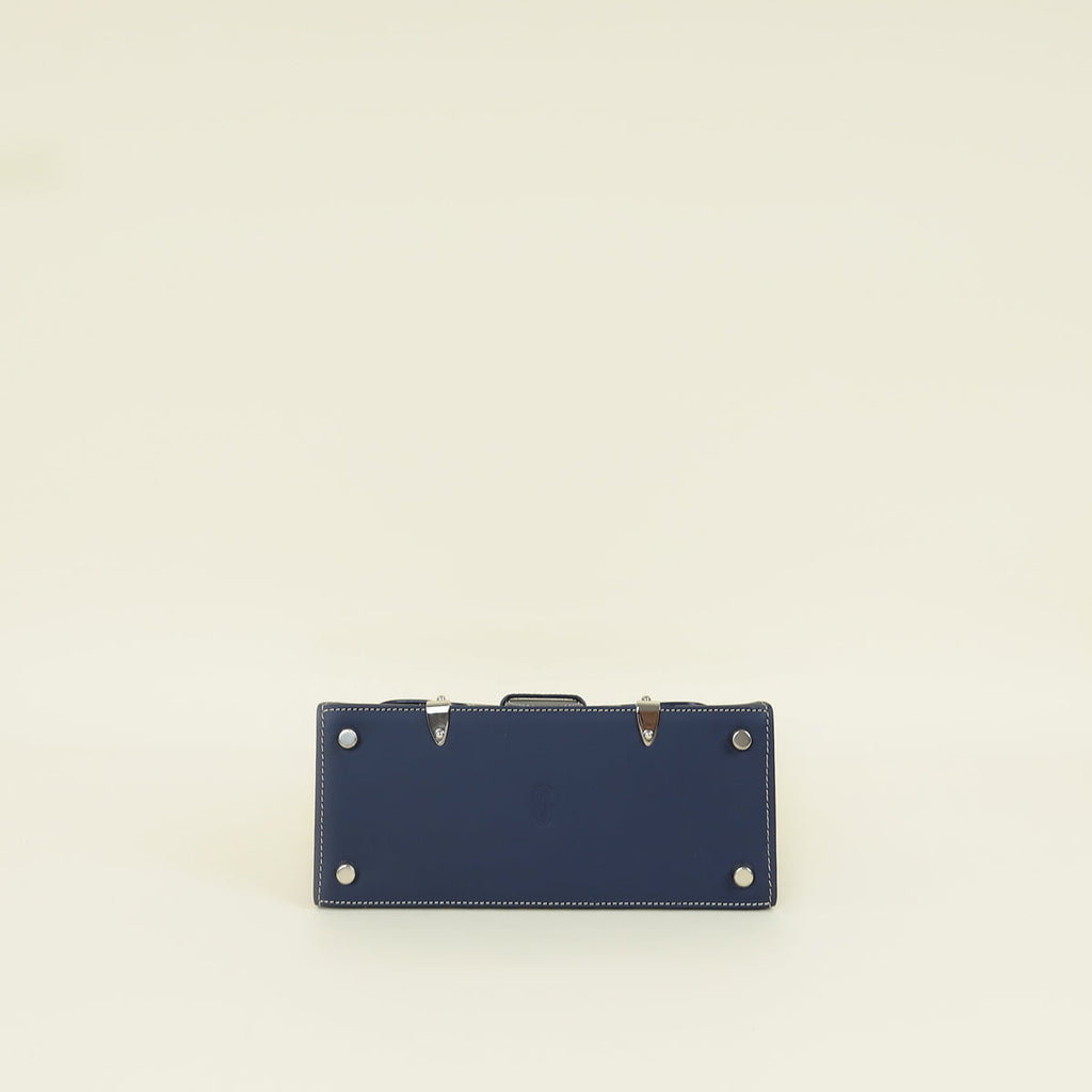 Goyard Navy Blue Goyardine Saigon Structure Mini Bag
