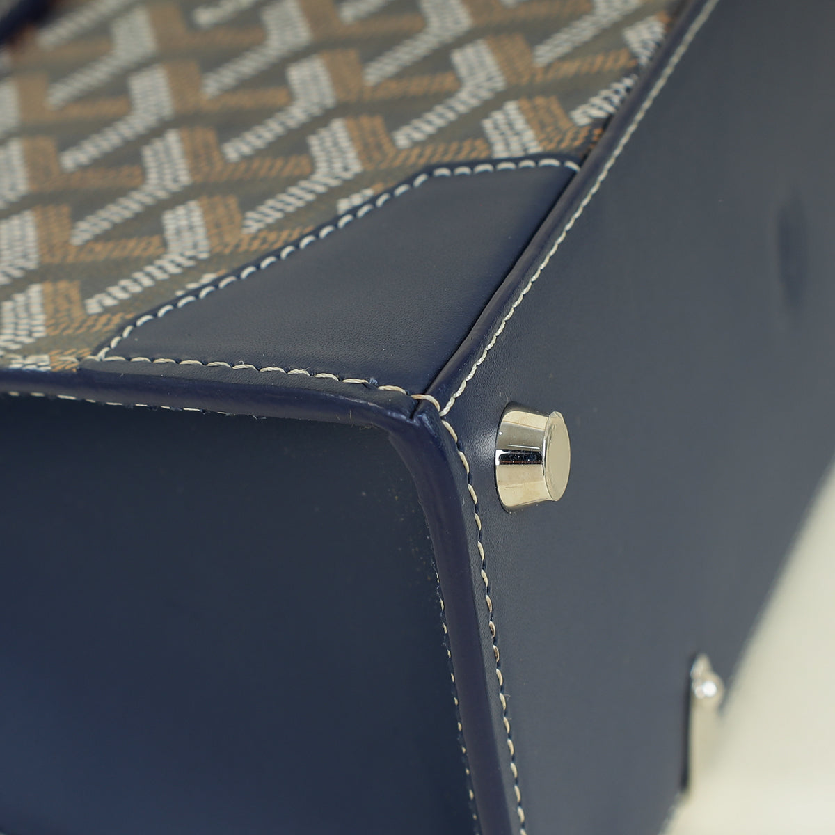 Goyard Navy Blue Goyardine Saigon Structure Mini Bag