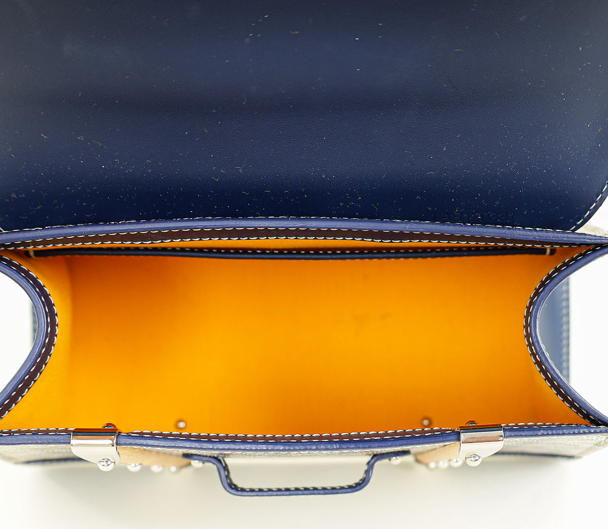 Goyard Navy Blue Goyardine Saigon Structure Mini Bag