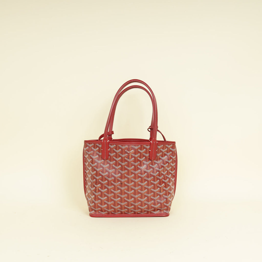 Goyard Red Reversible Anjou Mini Bag W/ Magnetic Charm