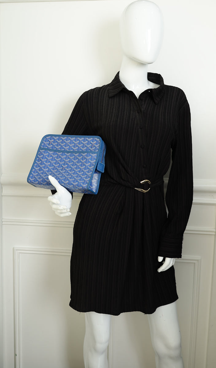 Goyard Blue Goyardine Jouvence MM Pouch