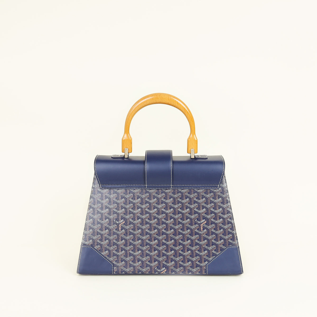 Goyard Navy Blue Goyardine Saigon Structure GM Bag
