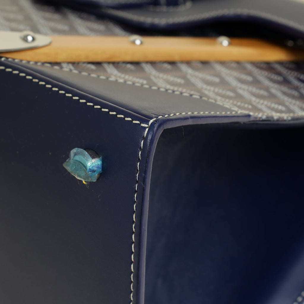 Goyard Navy Blue Goyardine Saigon Structure GM Bag