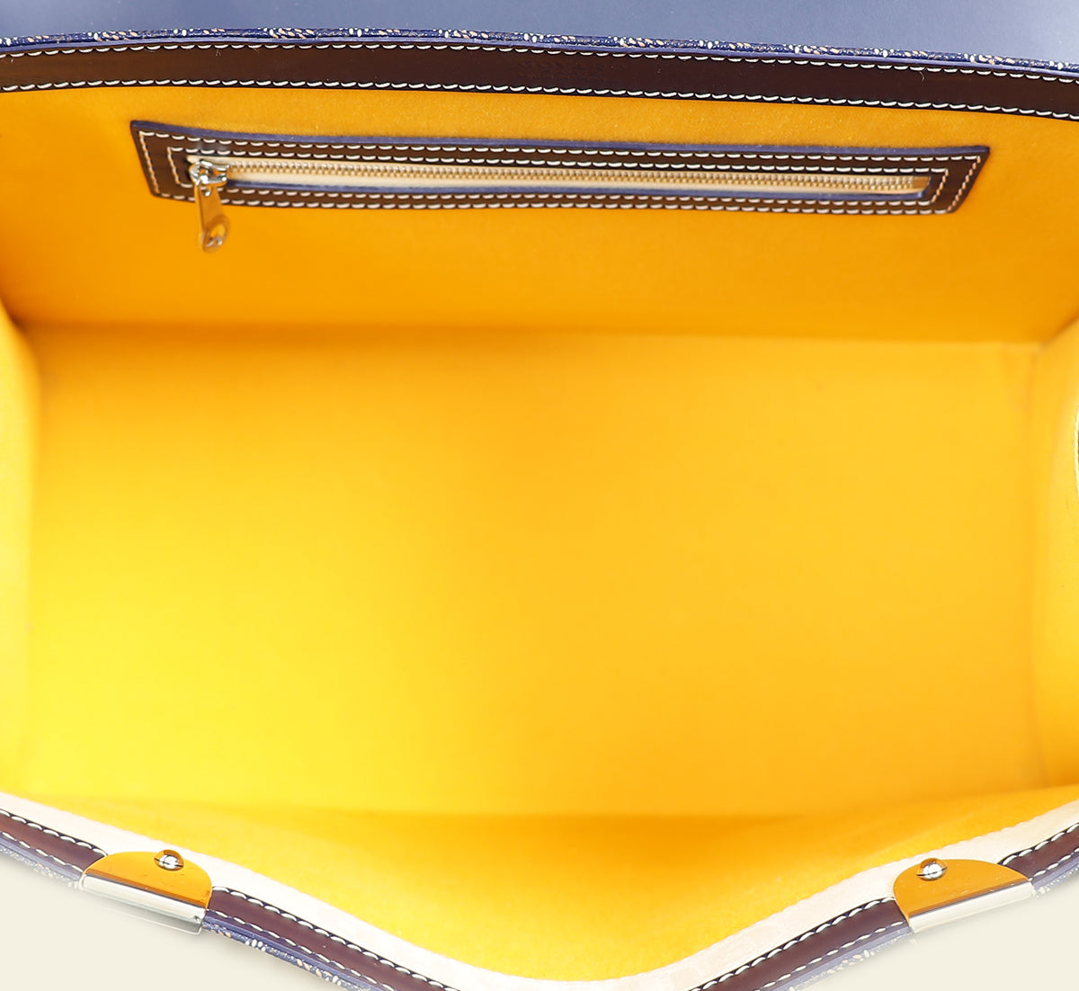 Goyard Navy Blue Goyardine Saigon Structure GM Bag