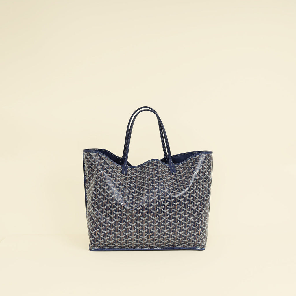 Goyard Navy Blue Goyardine Anjou GM Reversible Bag
