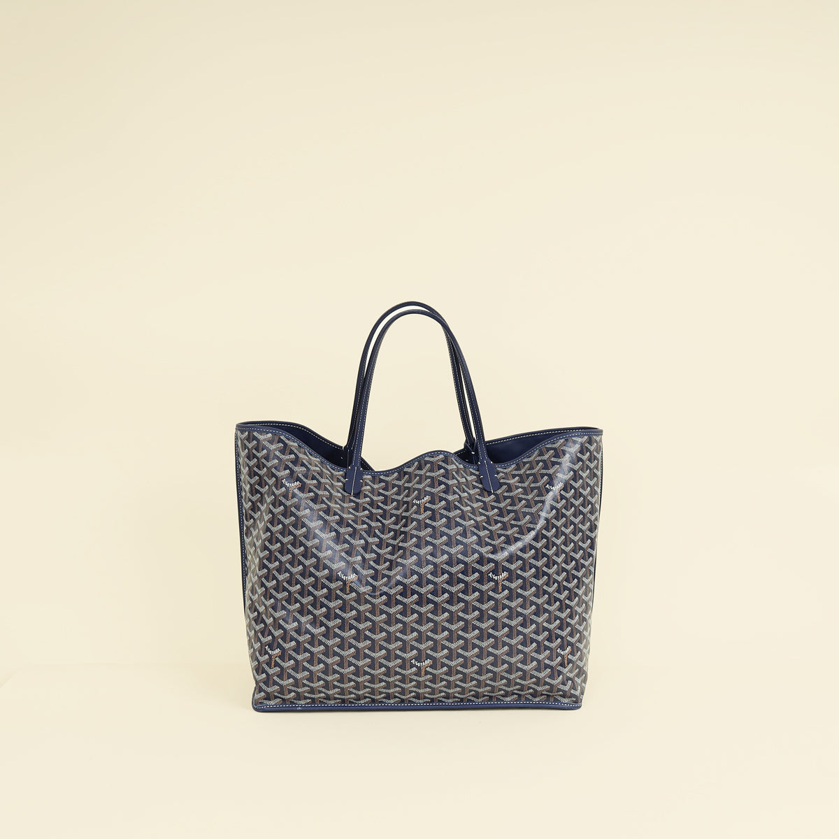 Goyard Navy Blue Goyardine Anjou GM Reversible Bag