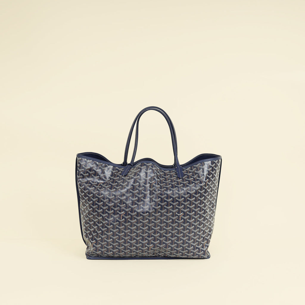 Goyard Navy Blue Goyardine Anjou GM Reversible Bag
