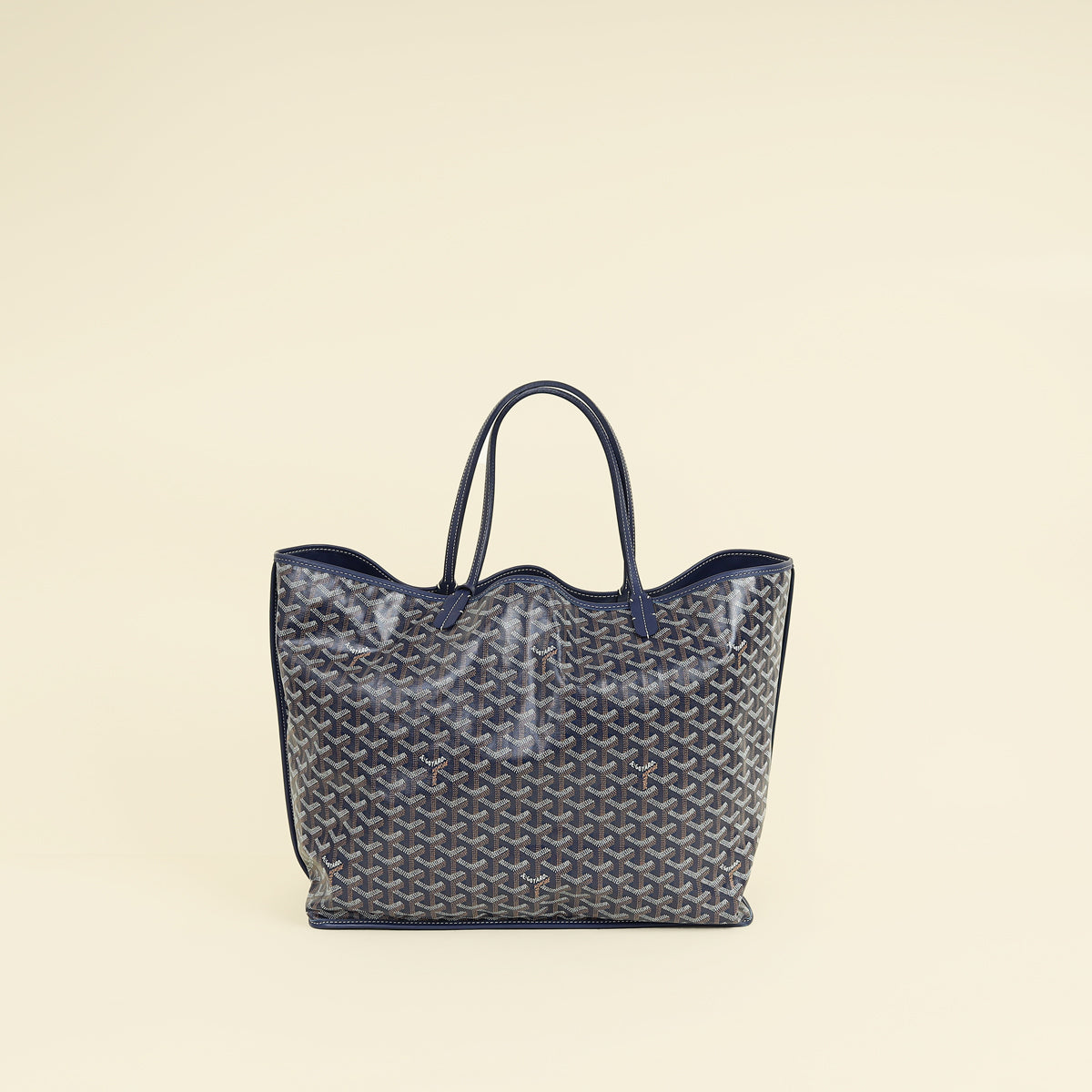 Goyard Navy Blue Goyardine Anjou GM Reversible Bag