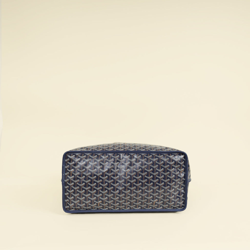 Goyard Navy Blue Goyardine Anjou GM Reversible Bag