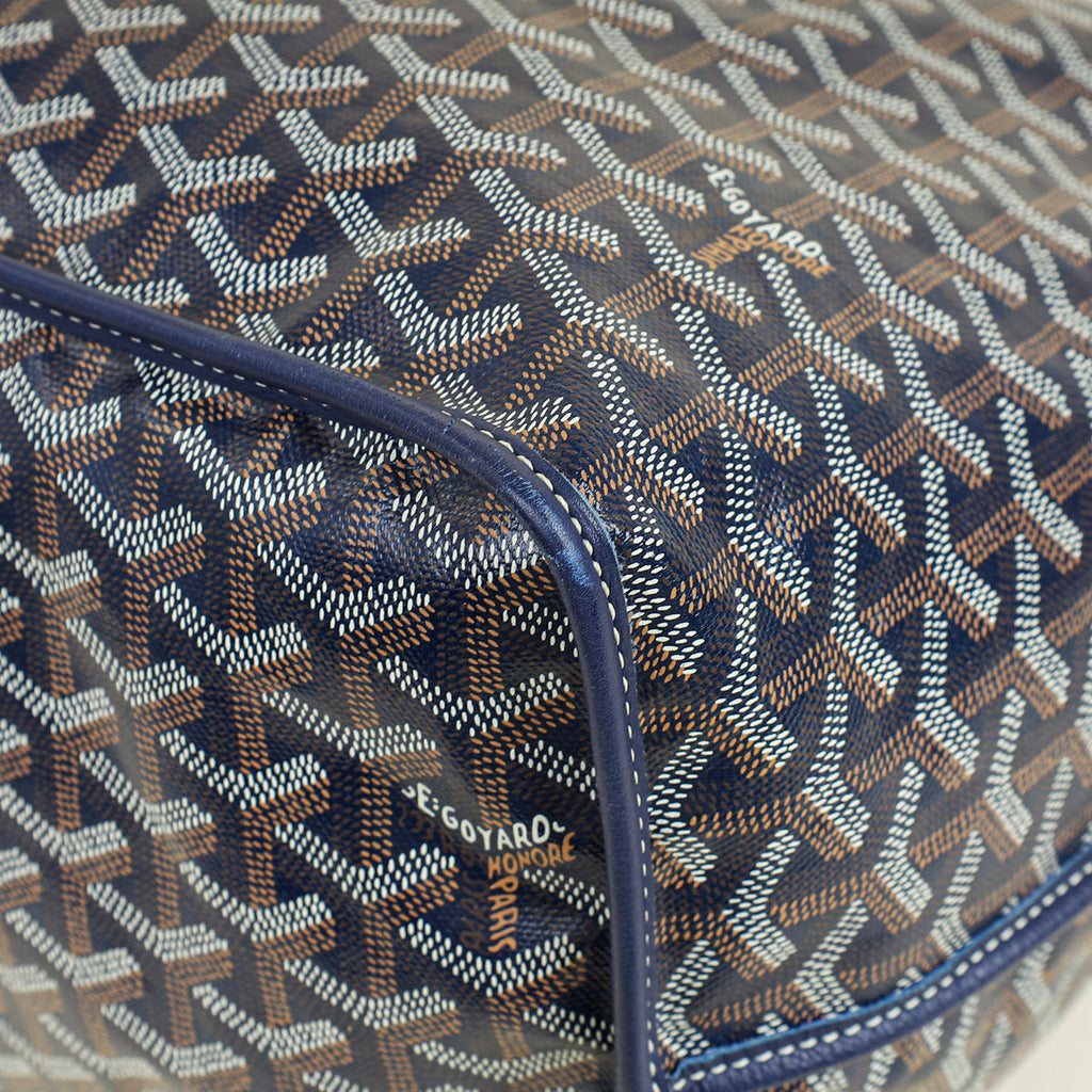 Goyard Navy Blue Goyardine Anjou GM Reversible Bag