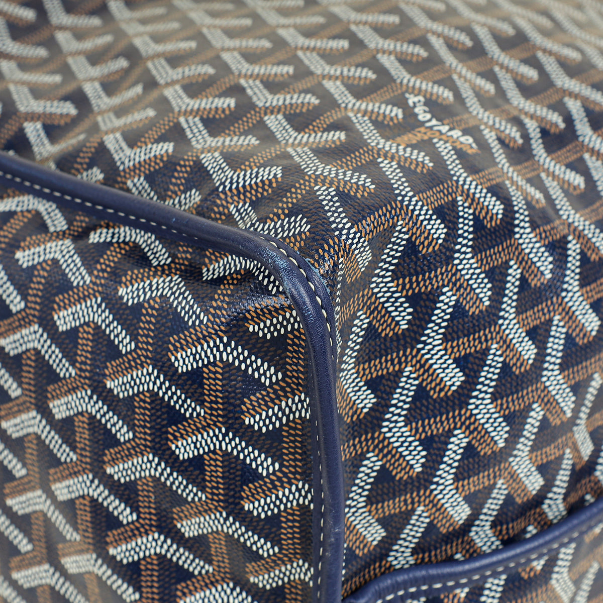 Goyard Navy Blue Goyardine Anjou GM Reversible Bag