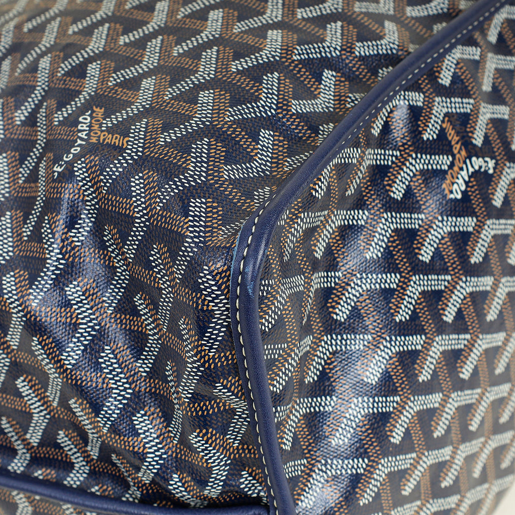 Goyard Navy Blue Goyardine Anjou GM Reversible Bag