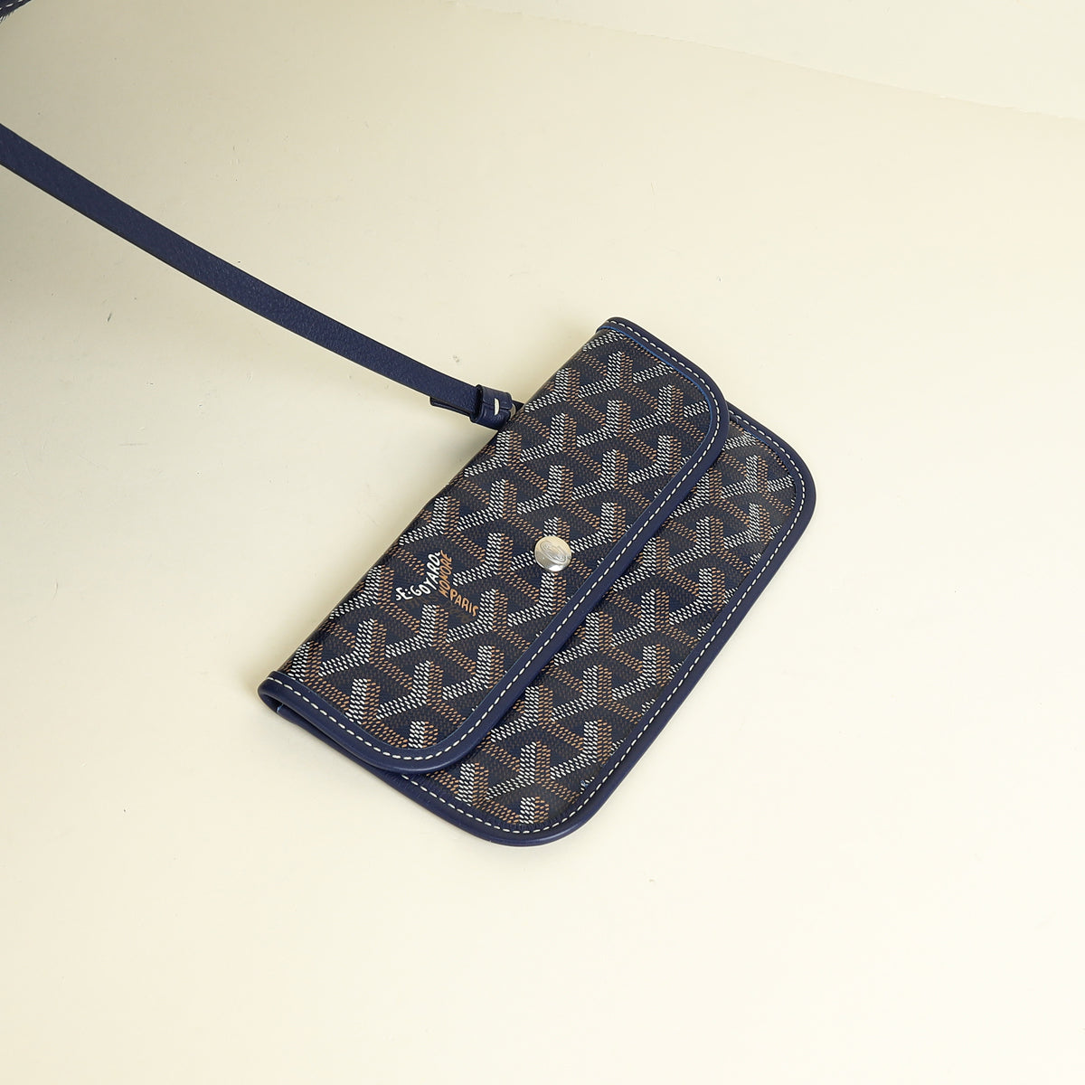 Goyard Navy Blue Goyardine Anjou GM Reversible Bag