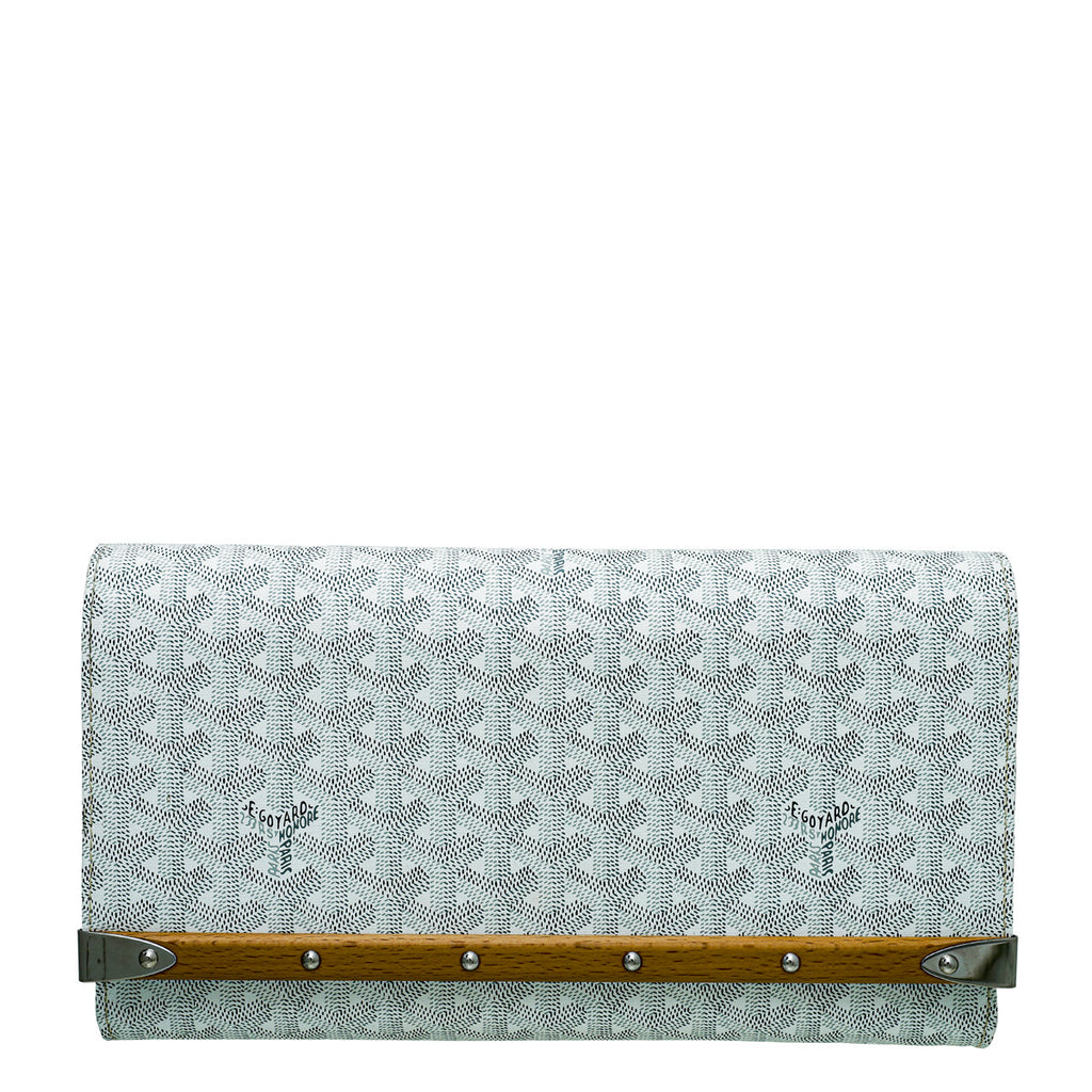 Goyard White Goyardine Monte Carlo Clutch