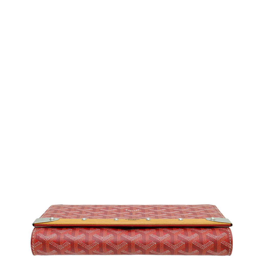 Goyard Red Goyardine Monte Carlo Bois Clutch With Strap