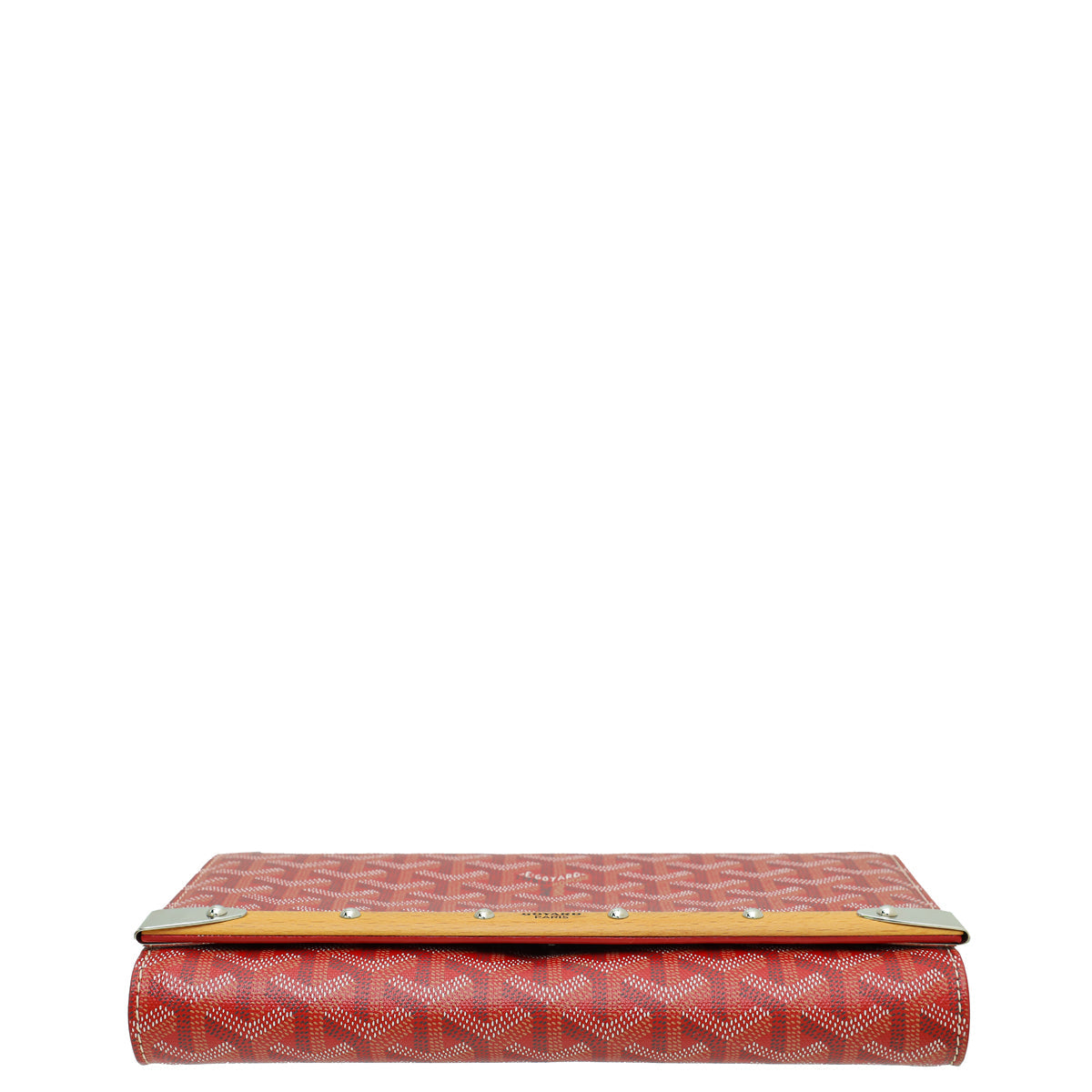Goyard Red Goyardine Monte Carlo Bois Clutch With Strap