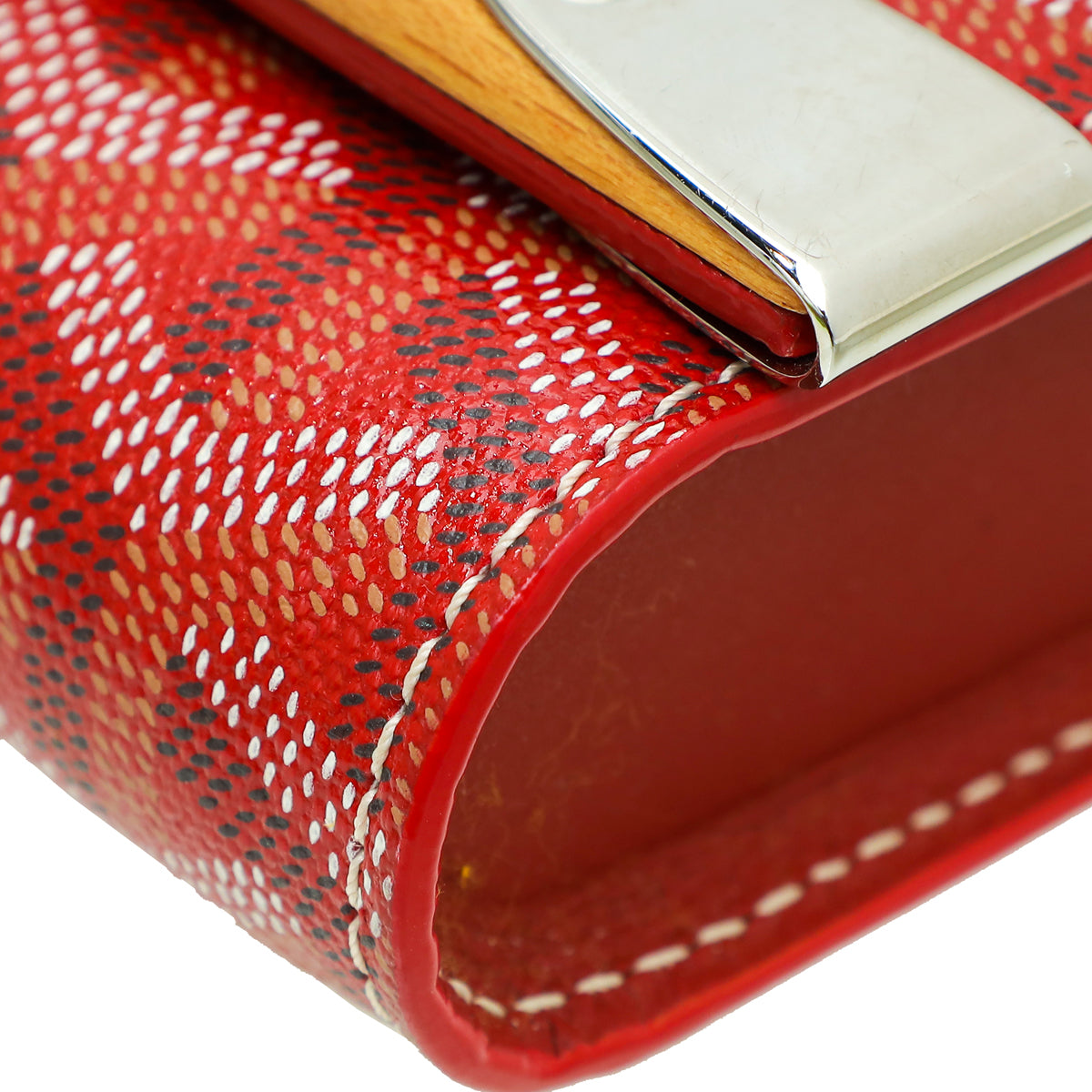 Goyard Red Goyardine Monte Carlo Bois Clutch With Strap