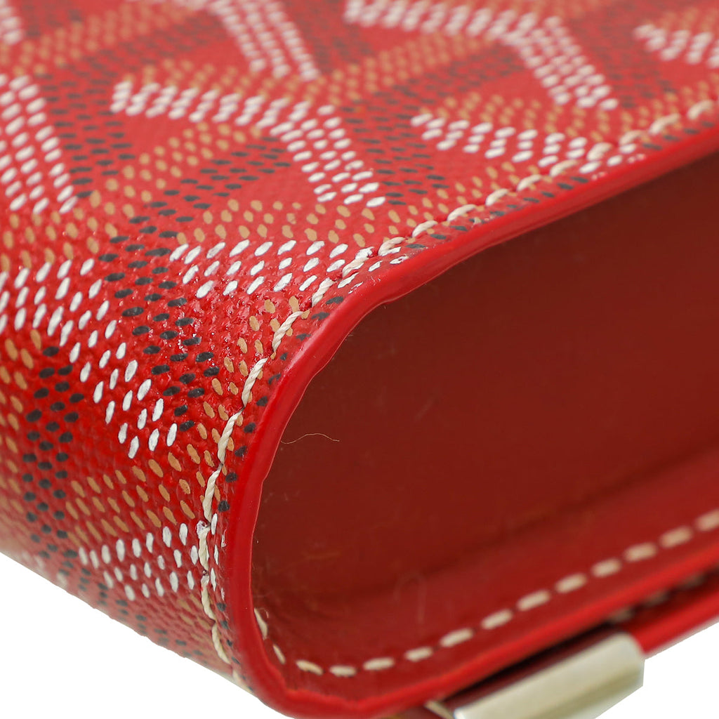 Goyard Red Goyardine Monte Carlo Bois Clutch With Strap