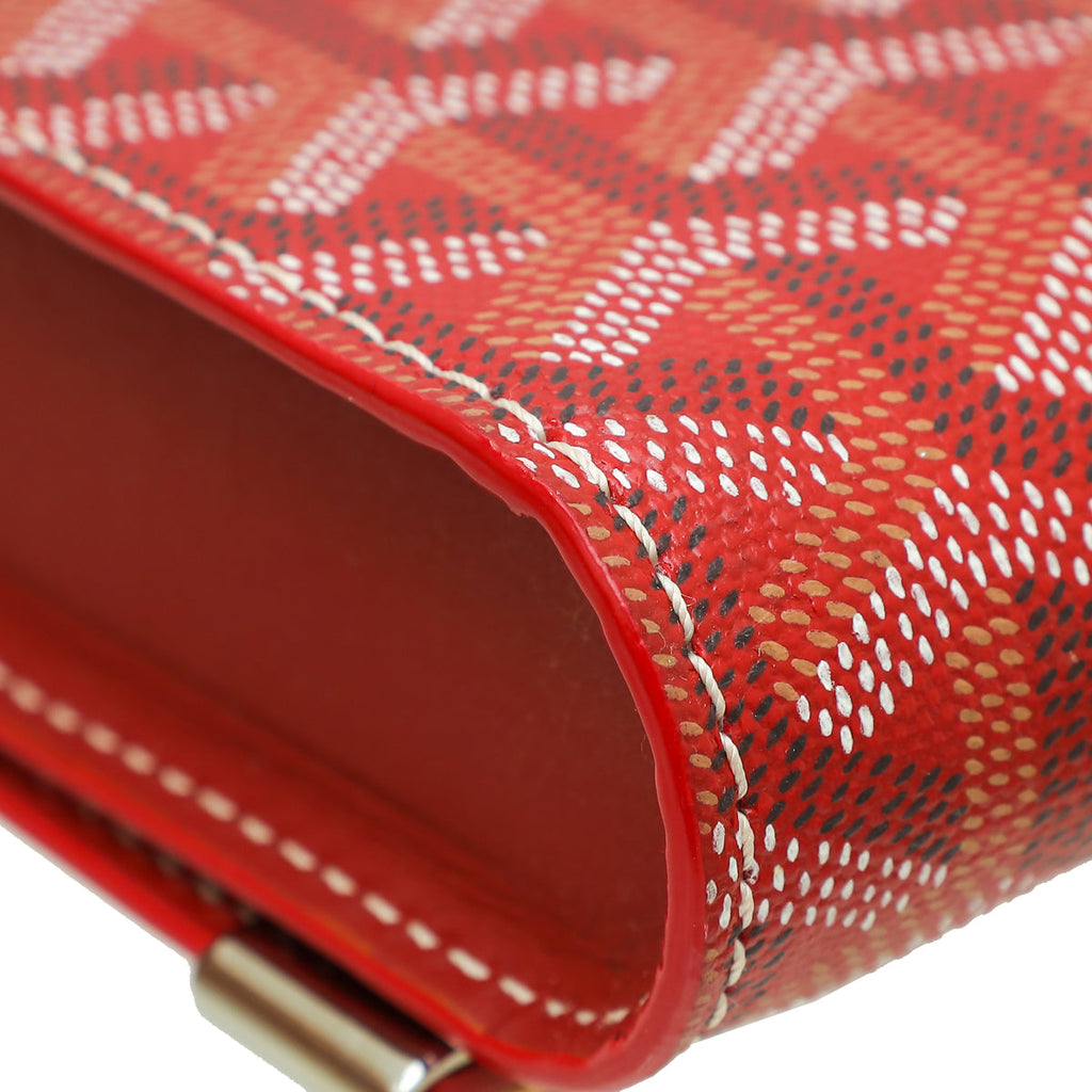 Goyard Red Goyardine Monte Carlo Bois Clutch With Strap