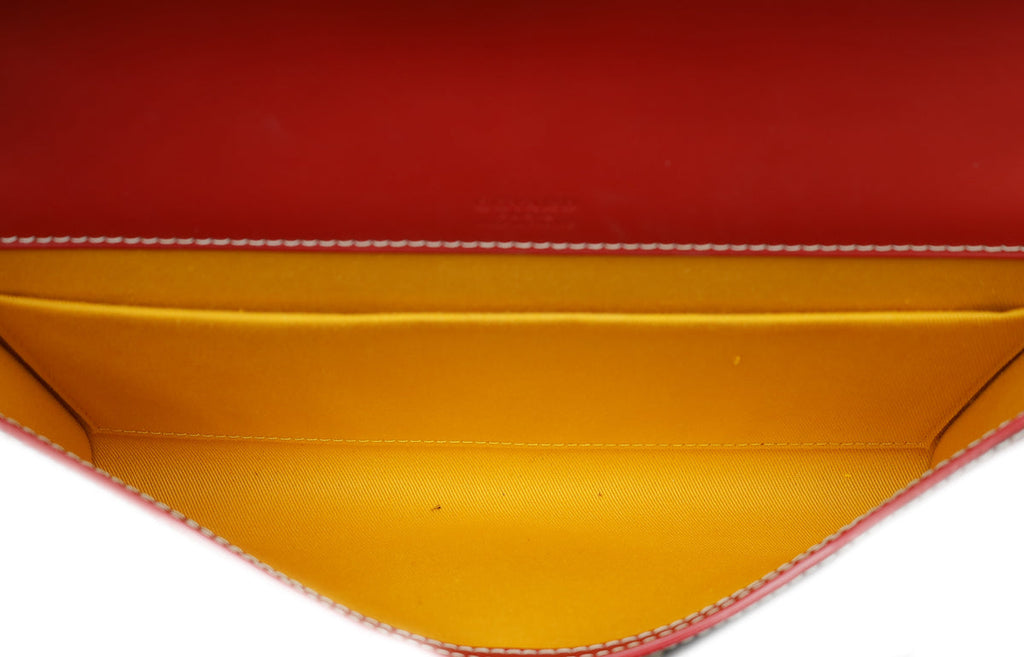 Goyard Red Goyardine Monte Carlo Bois Clutch With Strap