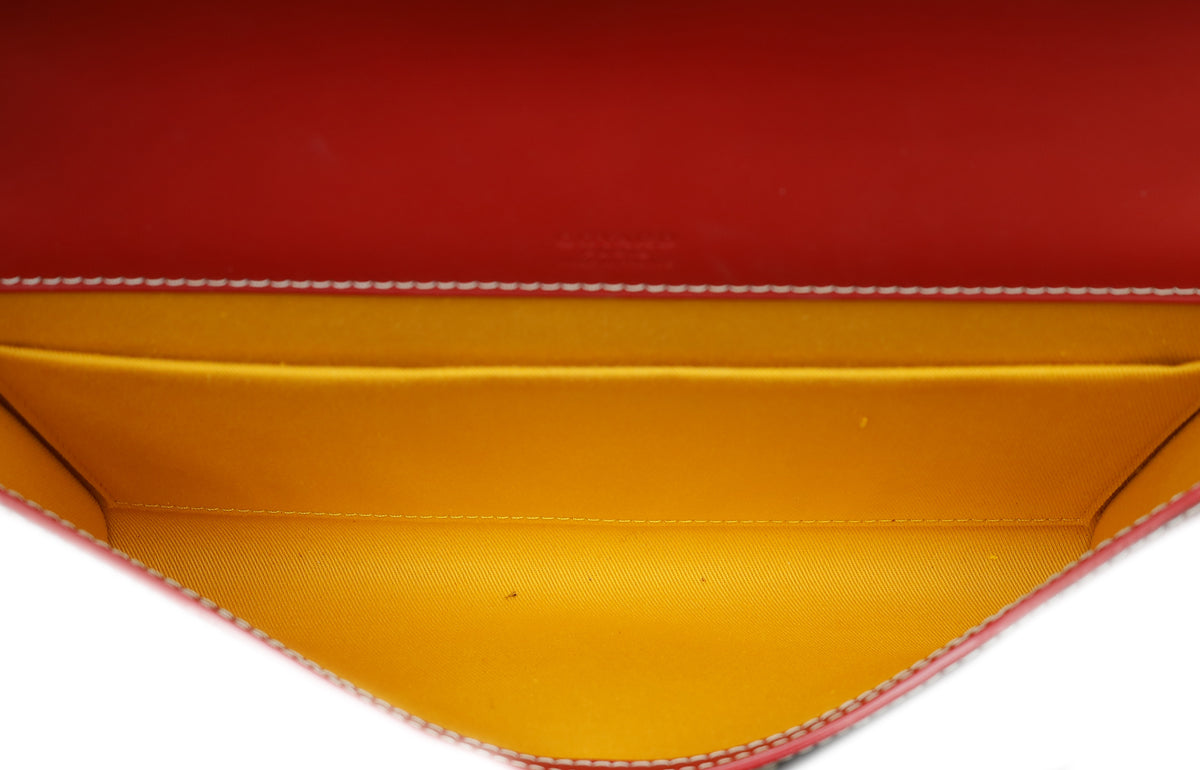 Goyard Red Goyardine Monte Carlo Bois Clutch With Strap