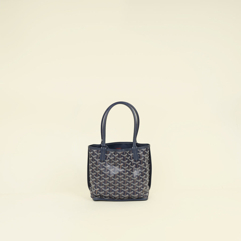 Goyard Navy Reversible w/"Hulot the Dog & Butterfly" Print Mini Anjou Bag