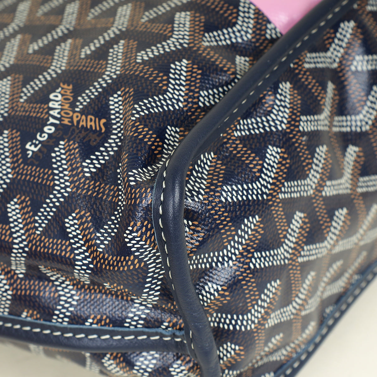 Goyard Navy Reversible w/"Hulot the Dog & Butterfly" Print Mini Anjou Bag