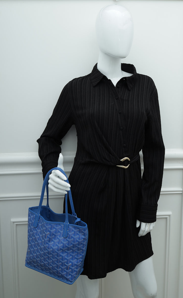 Goyard Blue Goyardine Reversible Anjou Mini Bag
