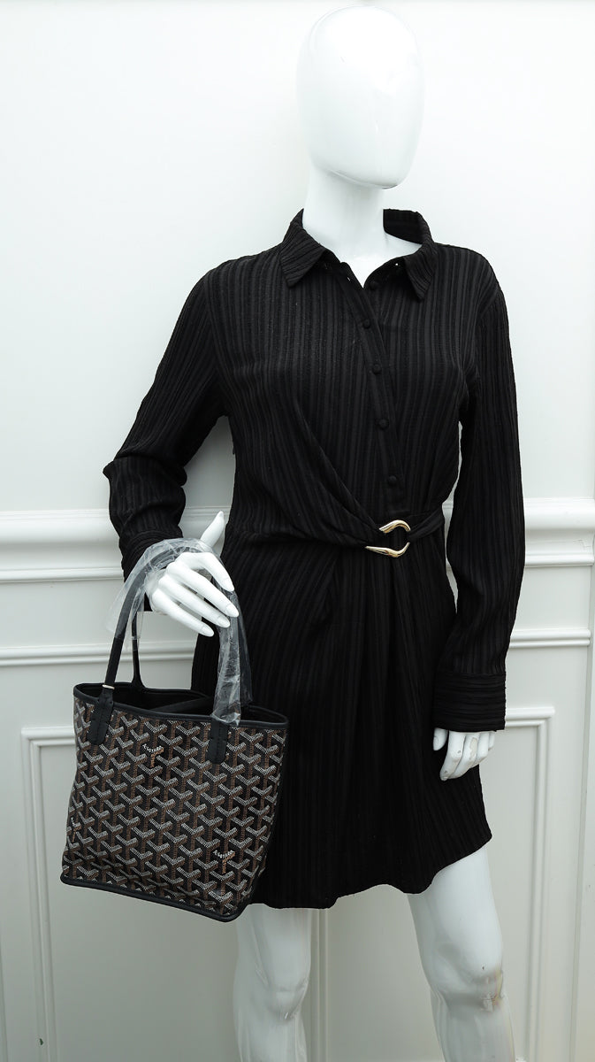 Goyard Black Goyardine Reversible Anjou Mini Bag