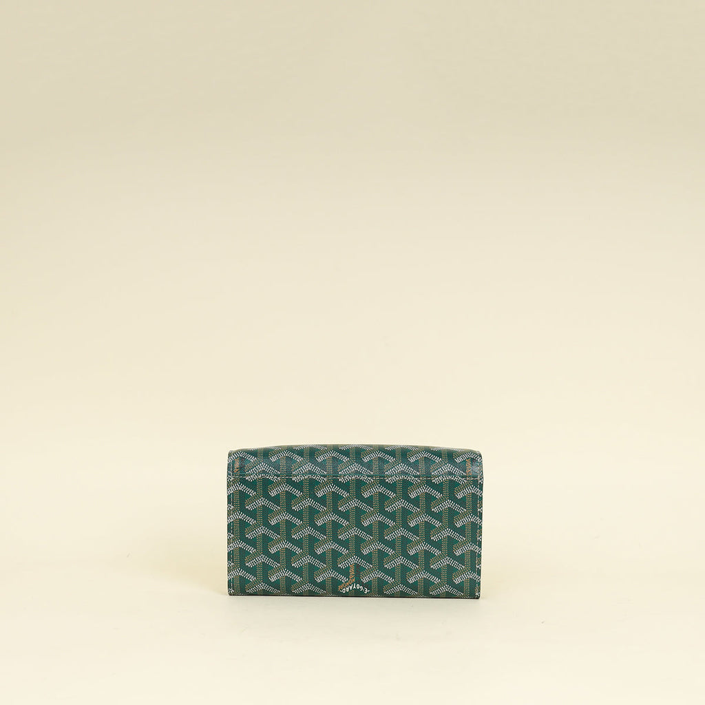 Goyard Green Goyardine Continental Wallet W/ Strap